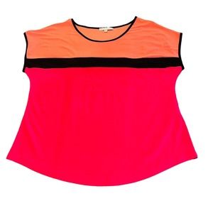 Anna Lee + Hope Peach Fuchsia Pink Color block Shirt Women’s Large
